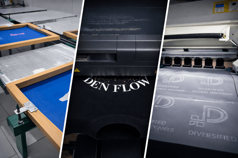 ตัวอย่างบริการสกรีนเสื้อครบวงจร DTG DTF Silk Screen ทำแพทเทิร์น ตัดเย็บ ออกแบบ ถ่ายรูปสินค้า